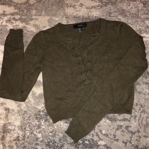 Forest Green Tie-Up Sweater
